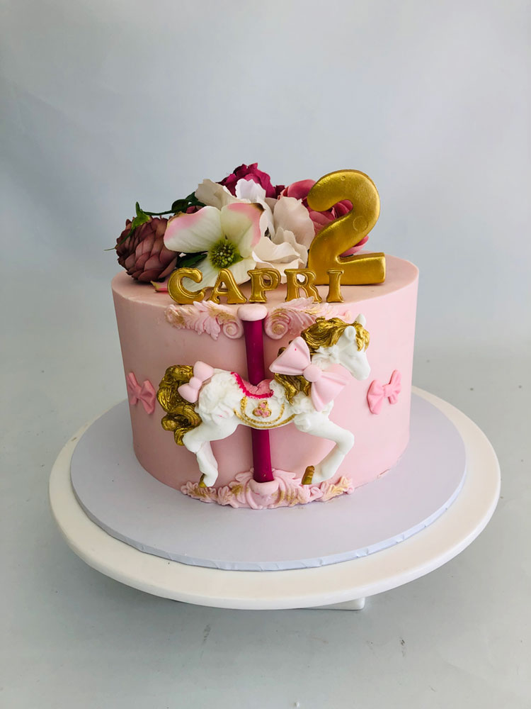 Butterflies pink and gold Cake