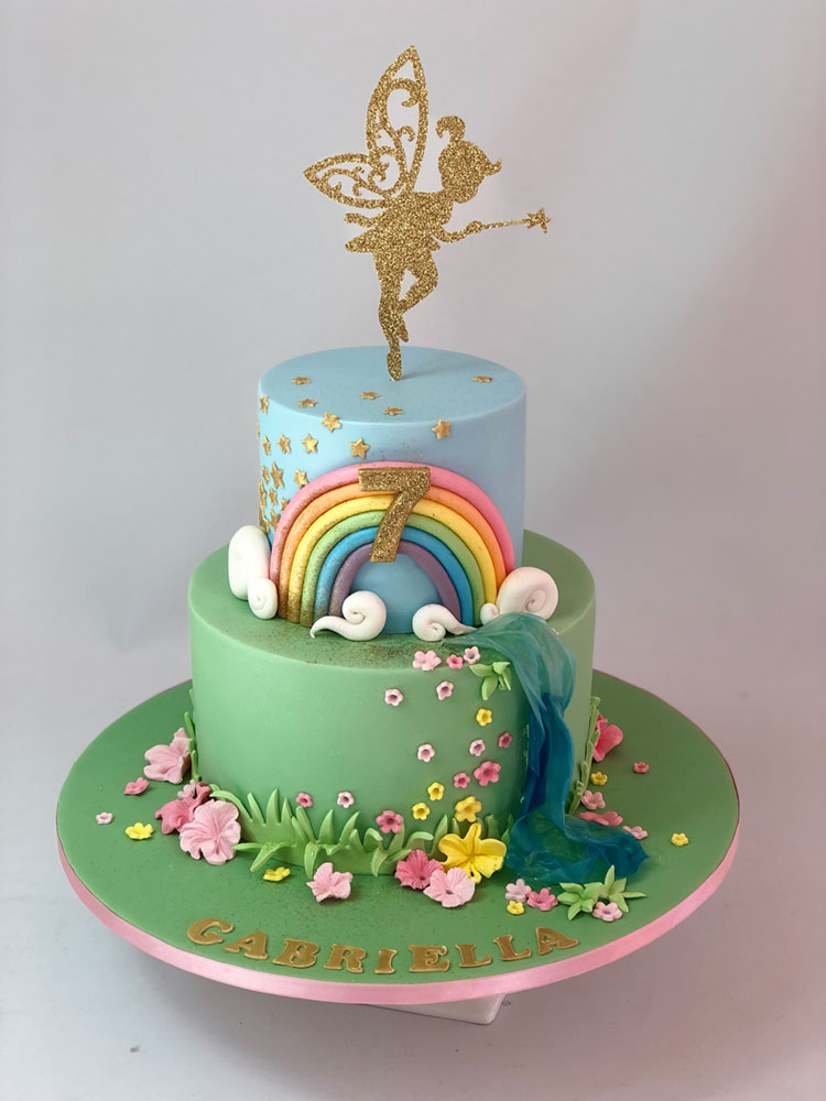 Gold Fairy and Rainbow cake