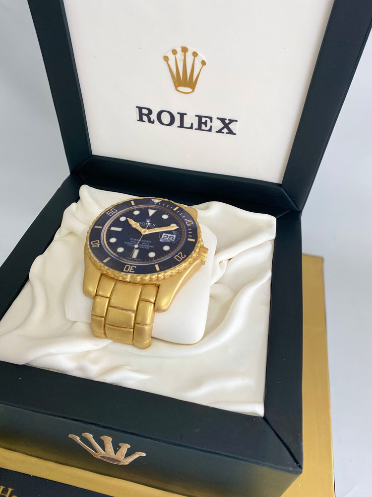 Golden Rolex Watch Cake