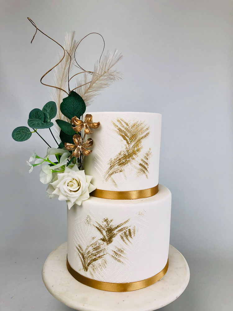 Gold Stencil wedding cake