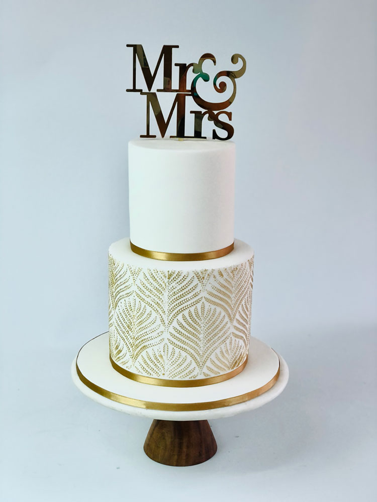 Modern Gold Stencil wedding cake