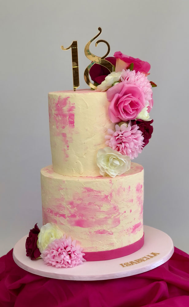 Pink Rough Buttercream cake