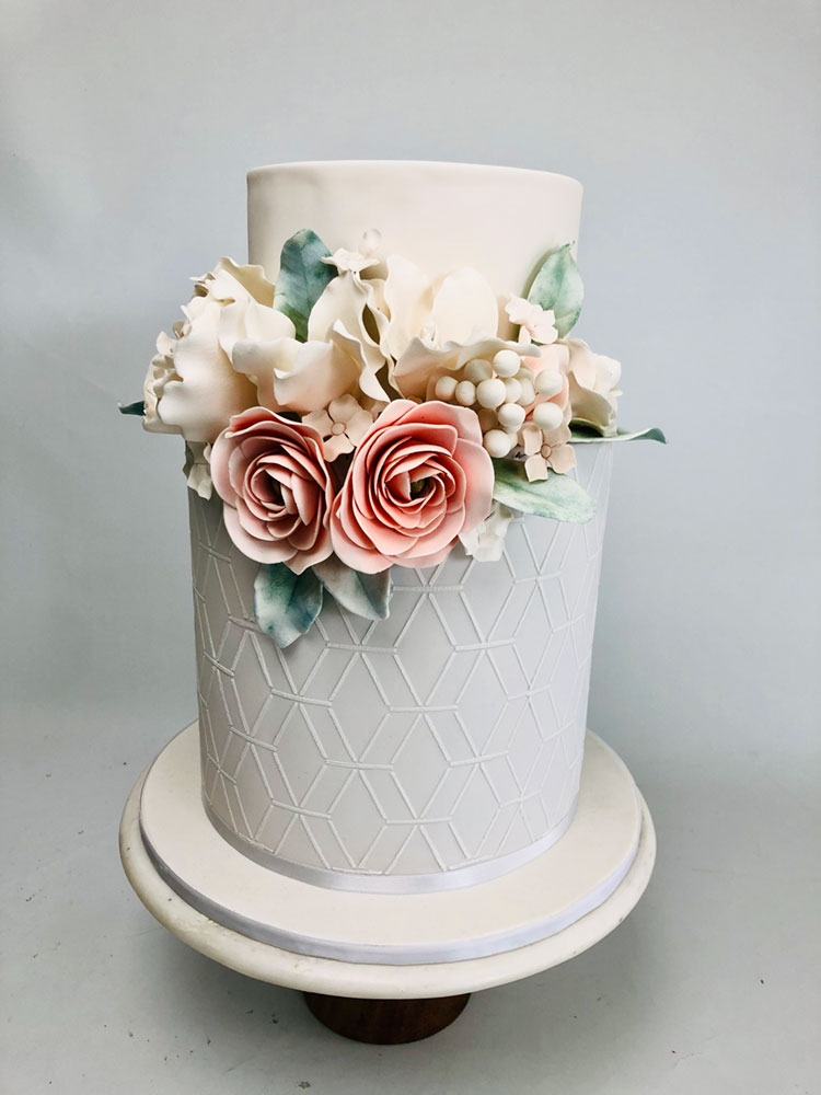 Sugar Flower Grey wedding cake