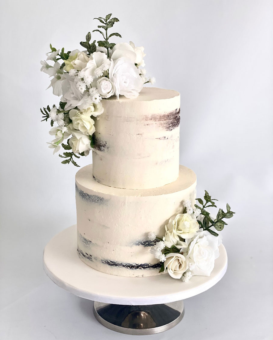 naked or semi naked wedding cake designs are on trend